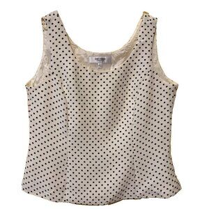 JONES STUDIO SEPARATES Women's Career White Black Polka Dots SZ 10 Blouse Pinup